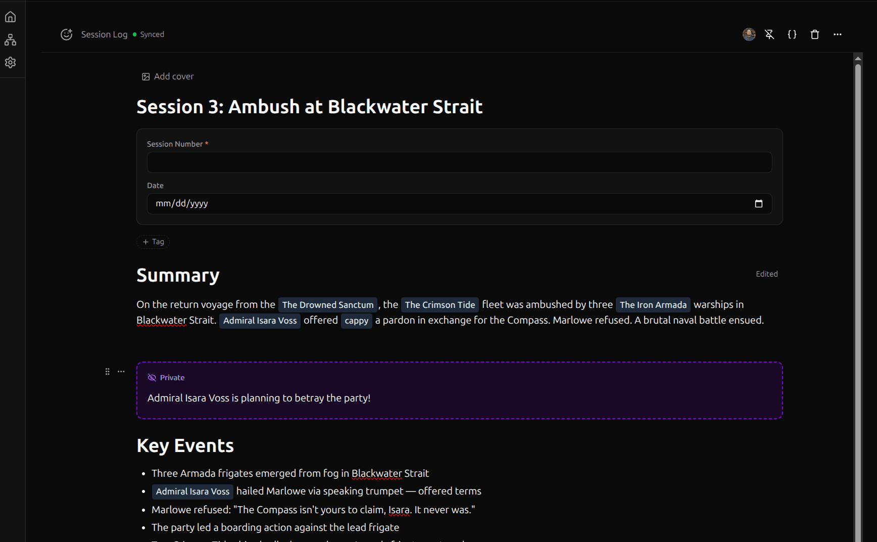 Secret block with dashed purple border, incognito icon, and Secret label